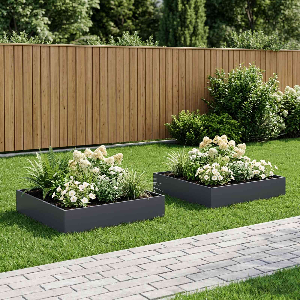 Macetero De Jardín 2 Uds. Gris Antracita 80 X 80 X 20 Cm_1