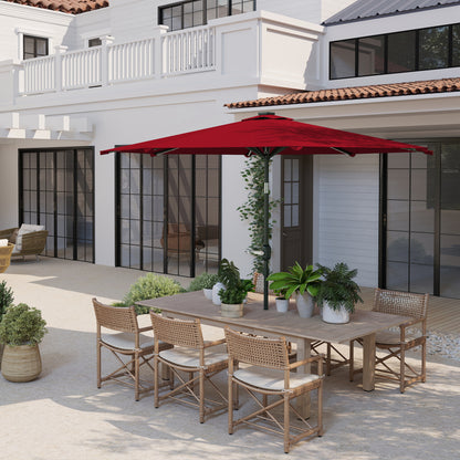 Outsunny Sombrilla Terraza Exterior Ø292x252 Cm Con Inclinación Ajustable Rojo_4