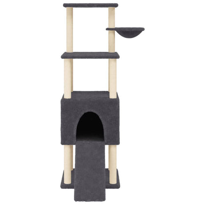 Vidaxl Rascador Para Gatos Con Postes De Sisal Gris Oscuro 153 Cm_3