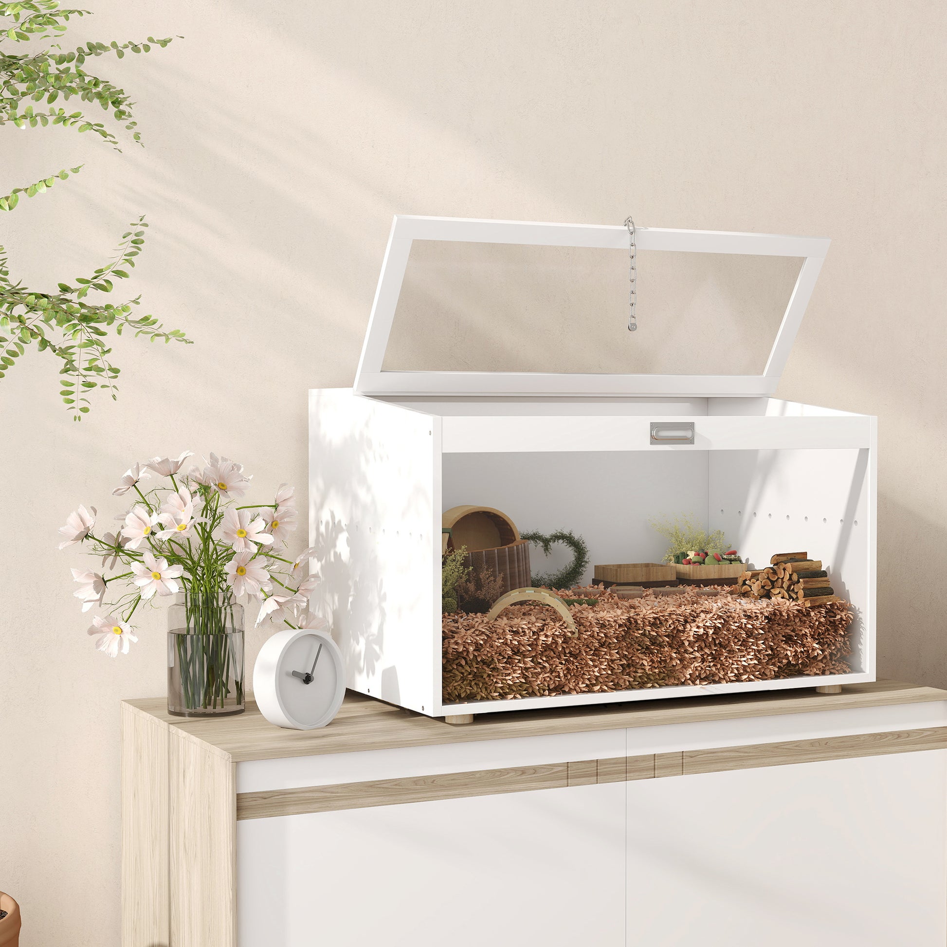 Pawhut Jaula Para Hámster Con Tapa Abatible Y Ventana De Acrílico Transparente_3