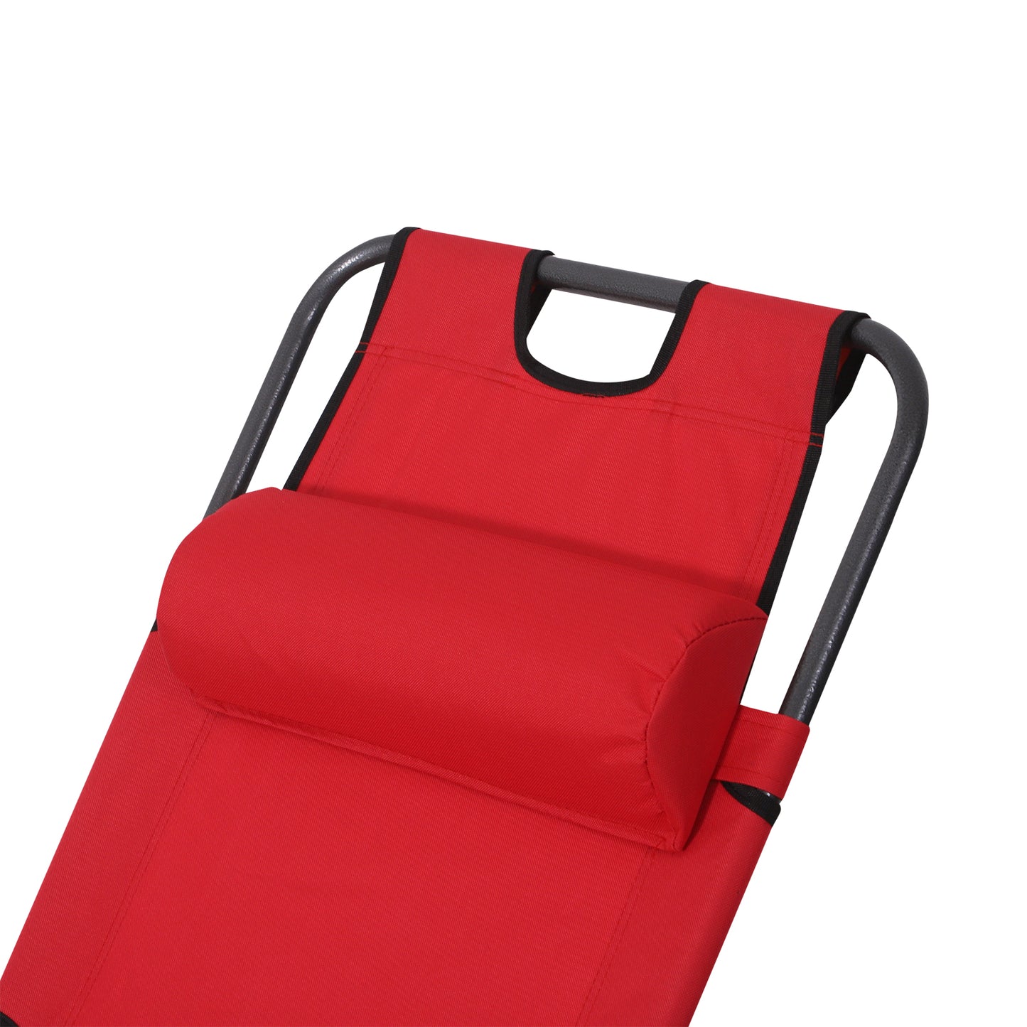 Outsunny Tumbona Reclinable Y Plegable Con Respaldo Ajustable 135x60x89 Cm Rojo_3