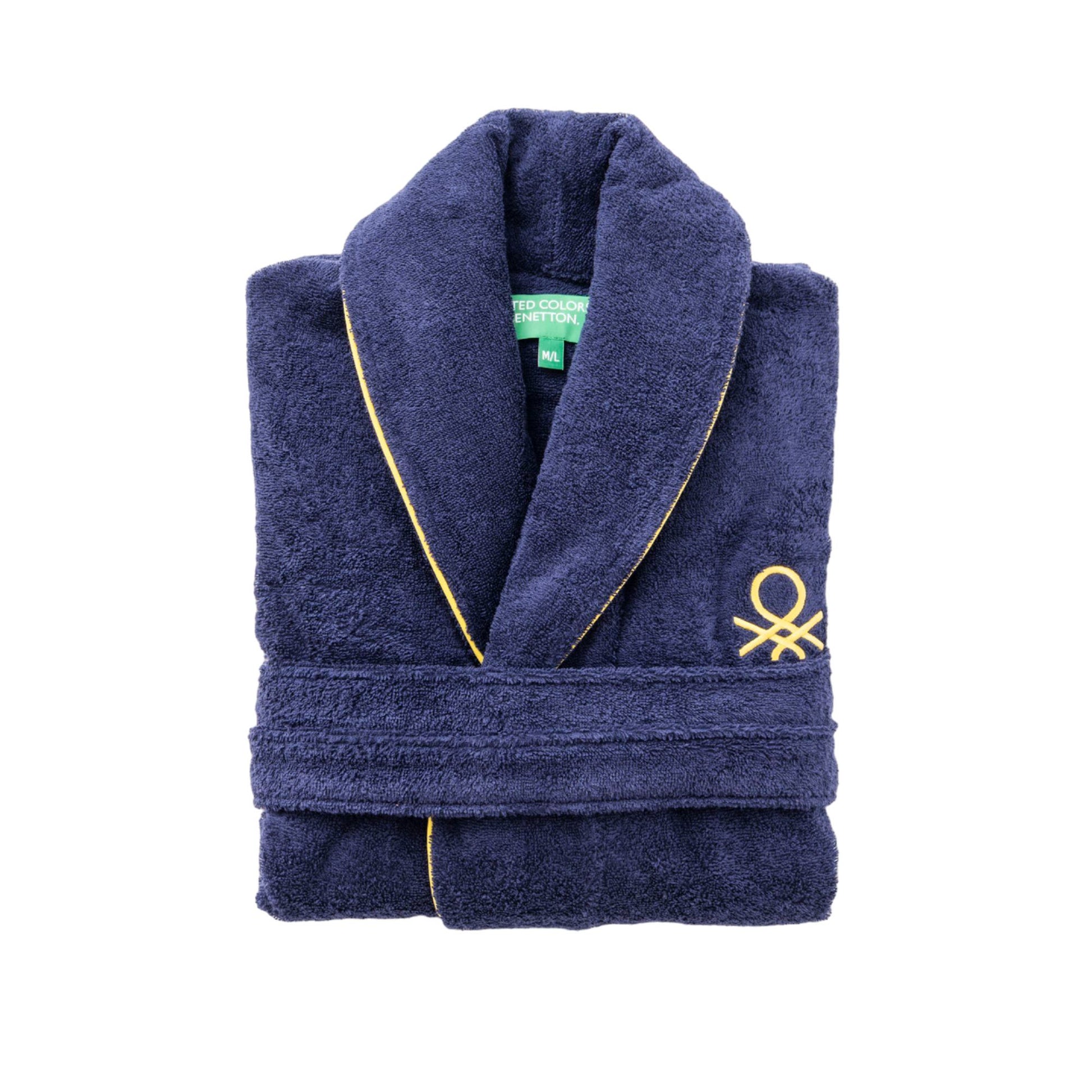 Albornoz M/l 420gsm 100% Algodon C/ Logo Bordado Azul Marino Core Benetton_0