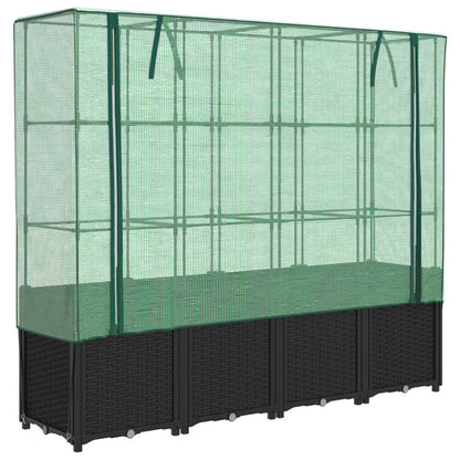 Jardinera Elevada Con Cubierta De Invernadero Aspecto Ratán 160x40x153 Cm_0