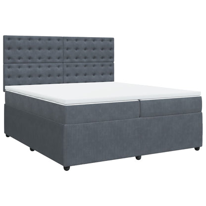 Cama Box Spring Con Colchón Terciopelo Gris Oscuro 200x200 Cm / Vetonek_2