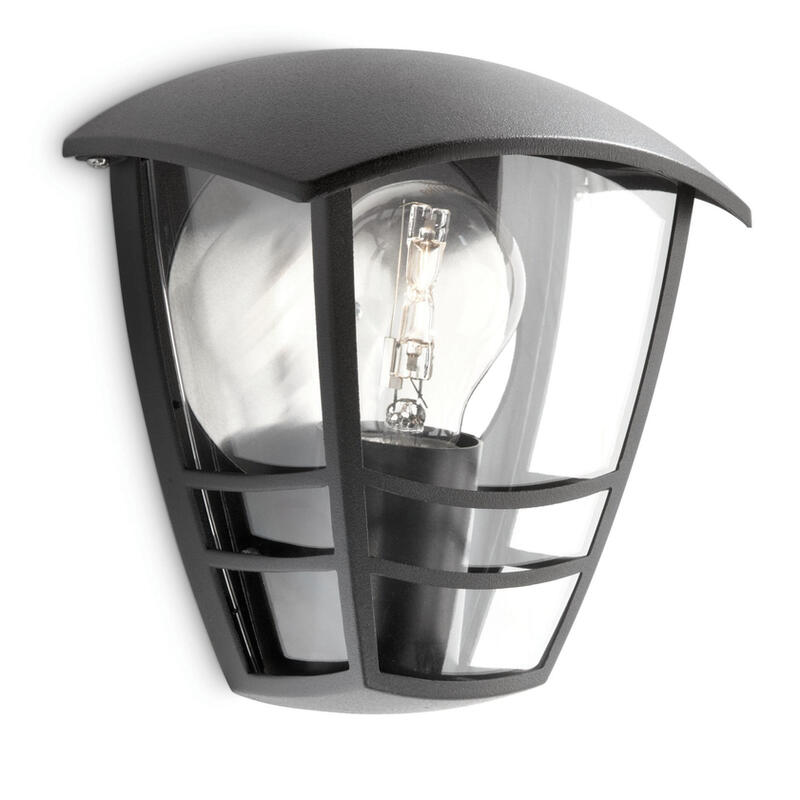 Aplique Exterior Pared Plano 1x60w Negro Mod. Creek Philips_0