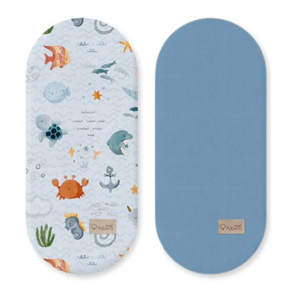 Pack 2 Bajeras Capazo Algodón Satinado Y Muselina Sea World_1