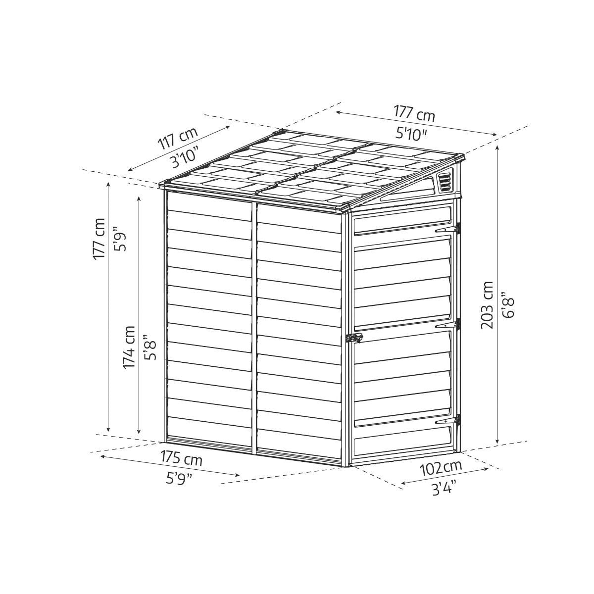 CANOPIA Pent - Telheiro anexo para arrumação e bicicletas 175x117x203 cm Cinza escuro