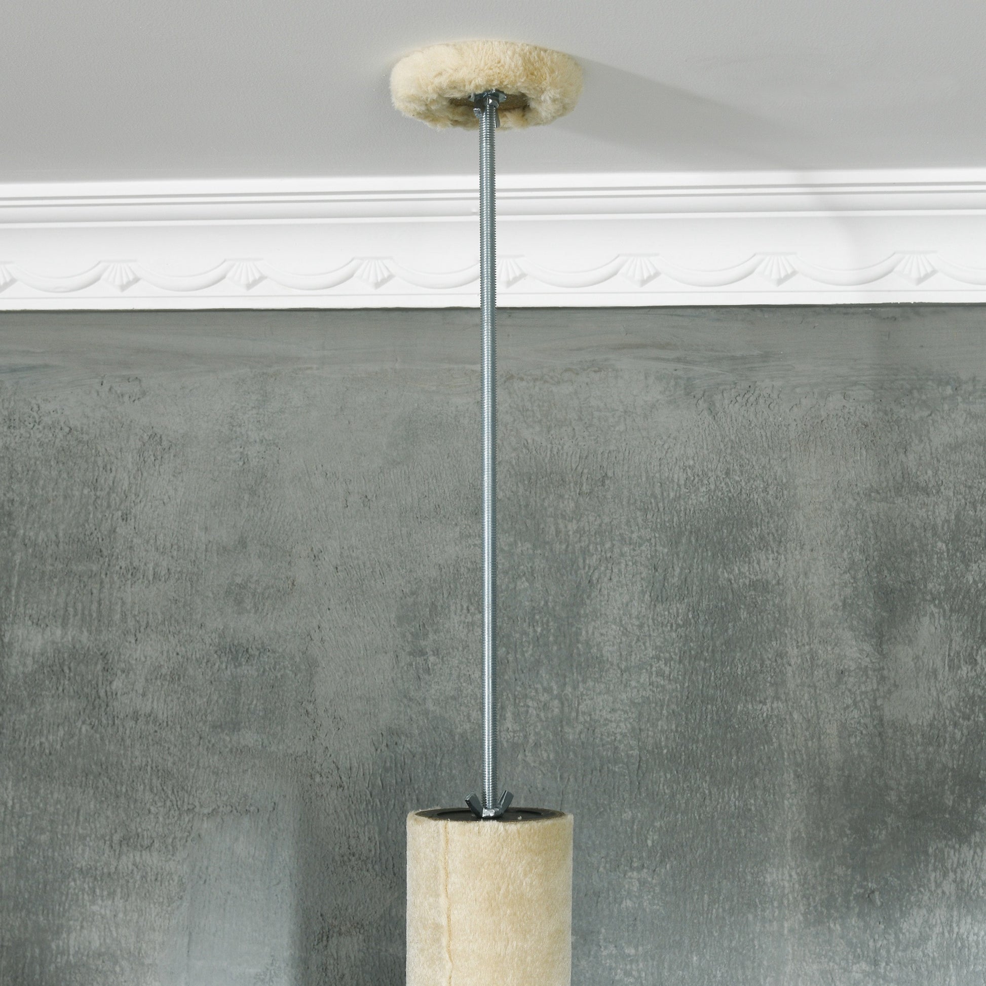 Pawhut Árbol Para Gatos De Suelo A Techo De 225-255 Cm Con Cueva Hamaca Beige_3