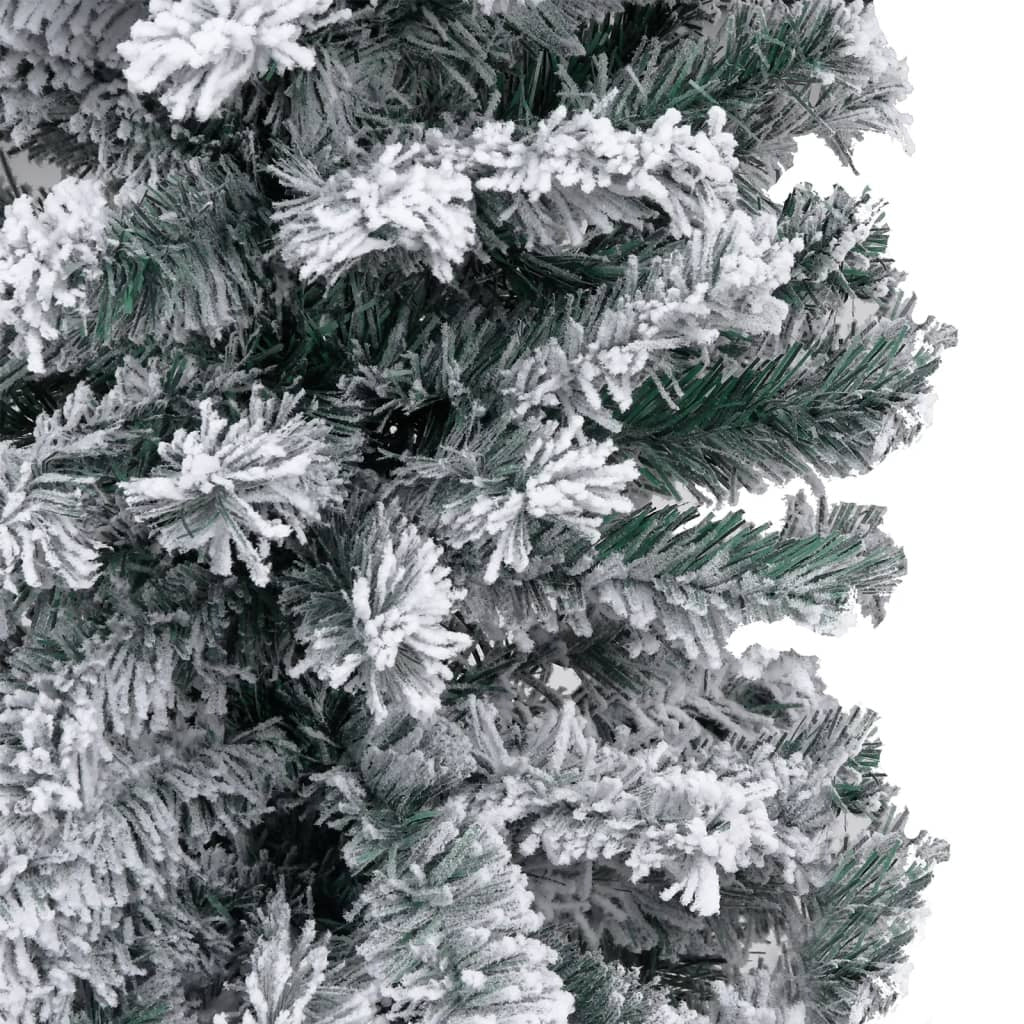 Vidaxl Árbol De Navidad Delgado Con Nieve Pvc Verde 180 Cm_4