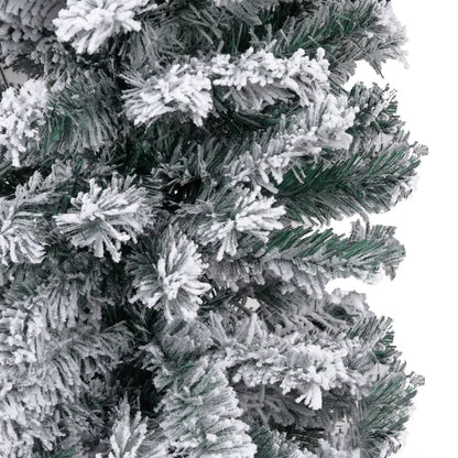 Vidaxl Árbol De Navidad Delgado Con Nieve Pvc Verde 180 Cm_4