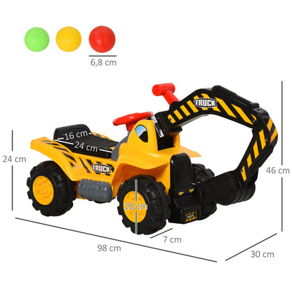 Homcom 4 En 1 Excavadora Juguete Para +18 Meses Con Pala Caja Oculta Aro_2