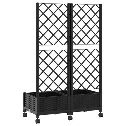 Jardinera Con Enrejado Y Ruedas Negro 80 X 40 X 131,5 Cm Pp_4