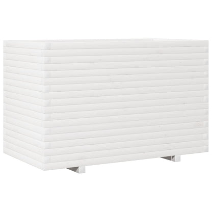 Jardinera De Madera Maciza De Pino Blanca 110x60x72 Cm_0