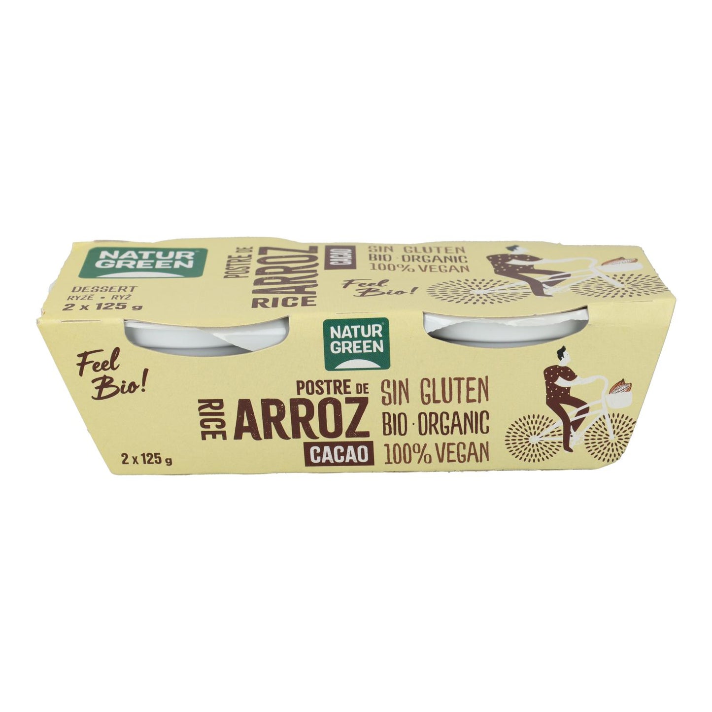 Sobremesa NaturGreen Arroz Cacau, 2 X 125 g