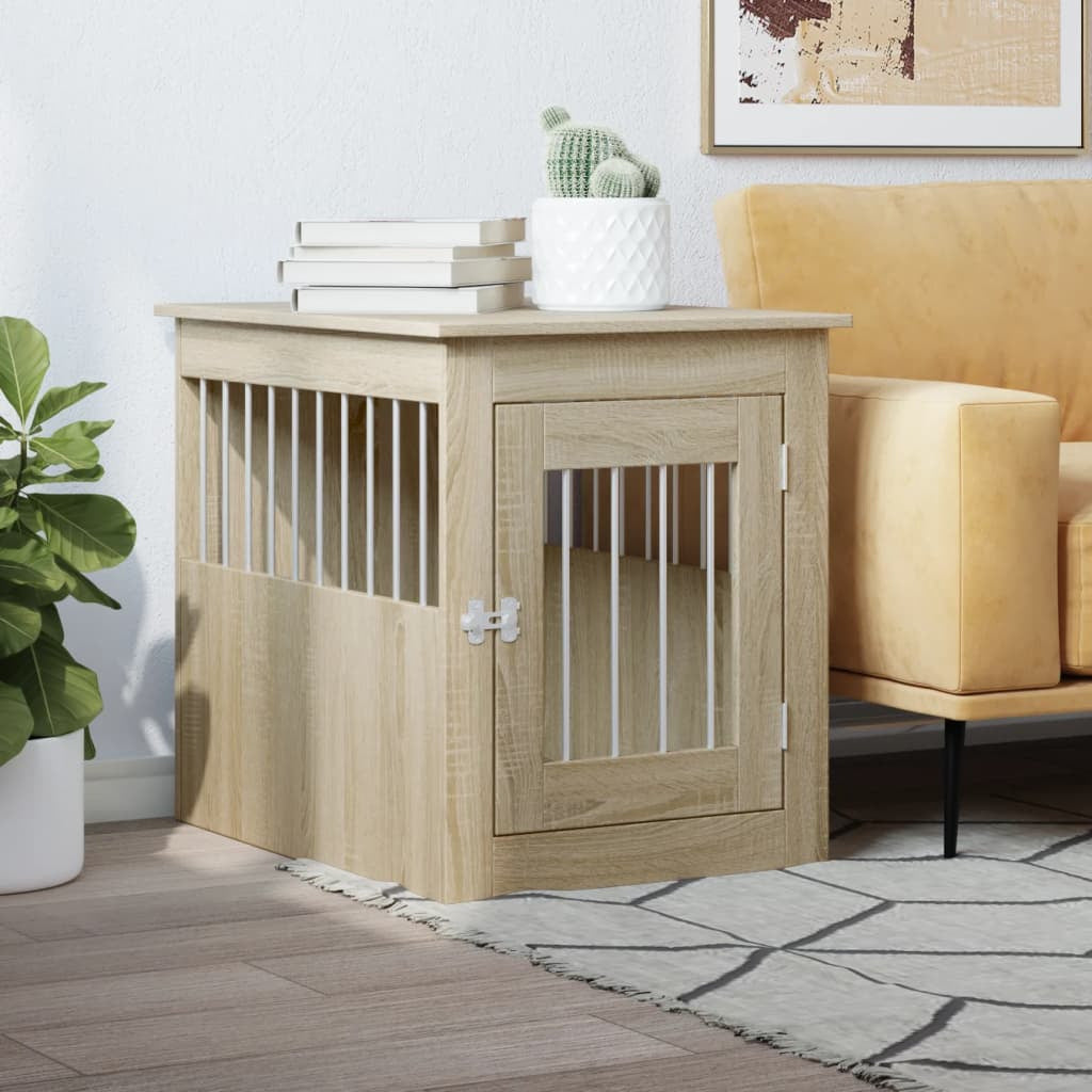 Vidaxl Jaula Para Perros Madera De Ingeniería Roble Sonoma 45x62x59 Cm_1