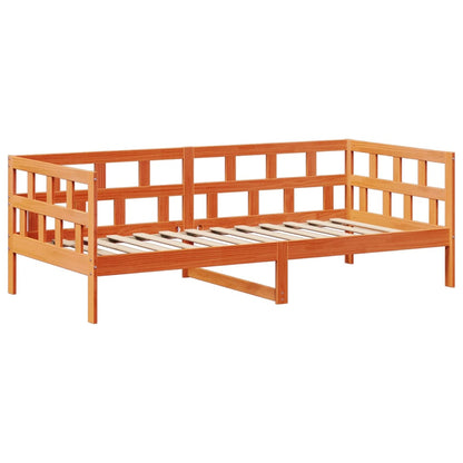 Sofá Cama Con Techo Madera Maciza Pino Marrón Cera 90x200 Cm_5