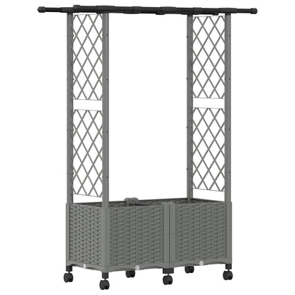 Cama Elevada Con Trellis Y Techo Gris Claro 124,5 X 40 X 142 Cm_0