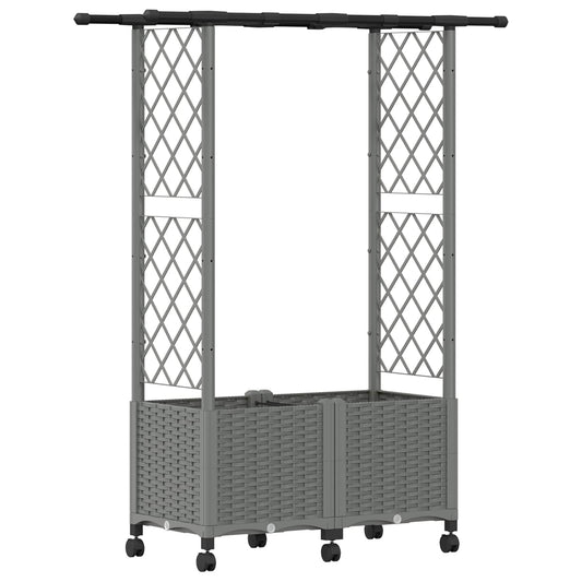 Cama Elevada Con Trellis Y Techo Gris Claro 124,5 X 40 X 142 Cm_0