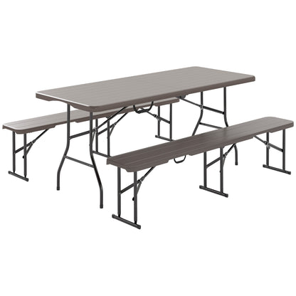 Outsunny Conjunto De Camping Plegable 3 Piezas Mesa Plegable Camping Con Bancos_0
