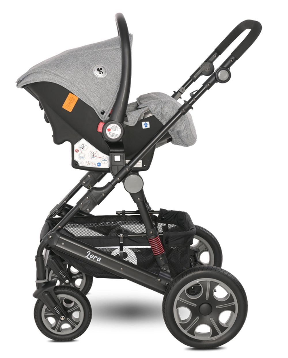Carro De Bebé Tres Piezas Convertible Lora Hasta 15 Kg Cool Grey Elephants_3