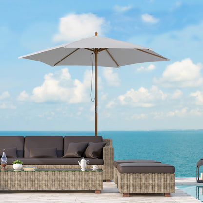 Outsunny Sombrilla De Jardín Ø250x230 Cm Con Poste Desmontable Blanco_1