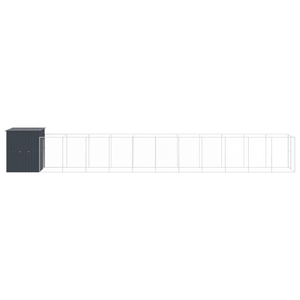 Caseta Perros Con Corral Acero Galvanizado Gris 165x1271x181 Cm_3