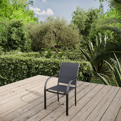 Lote De 4 Sillones De Jardín Apilables Gris Antracita - Muebles De Jardín - Texaline Aluminio 65x56x86cm_3