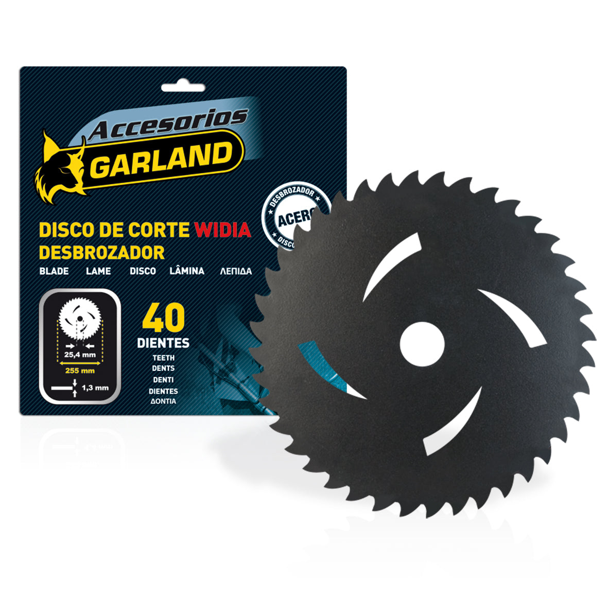 Garland - 7102551340 Disco Desbrozar - Cuchilla Desbroce Y Corte En Arbustos Y Árboles Finos. Diente De Widia D.int:25,4mm, D. Ext: 255mm_0