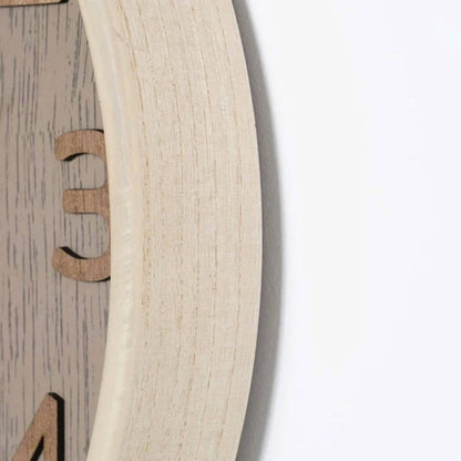 Well Home Reloj De Pared De Madera Aspecto Moderno Color Marrón Claro Ø38x5 Cm_4
