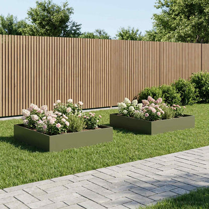 Macetero De Jardín 2 Uds. Verde Oliva 80 X 80 X 20 Cm_1
