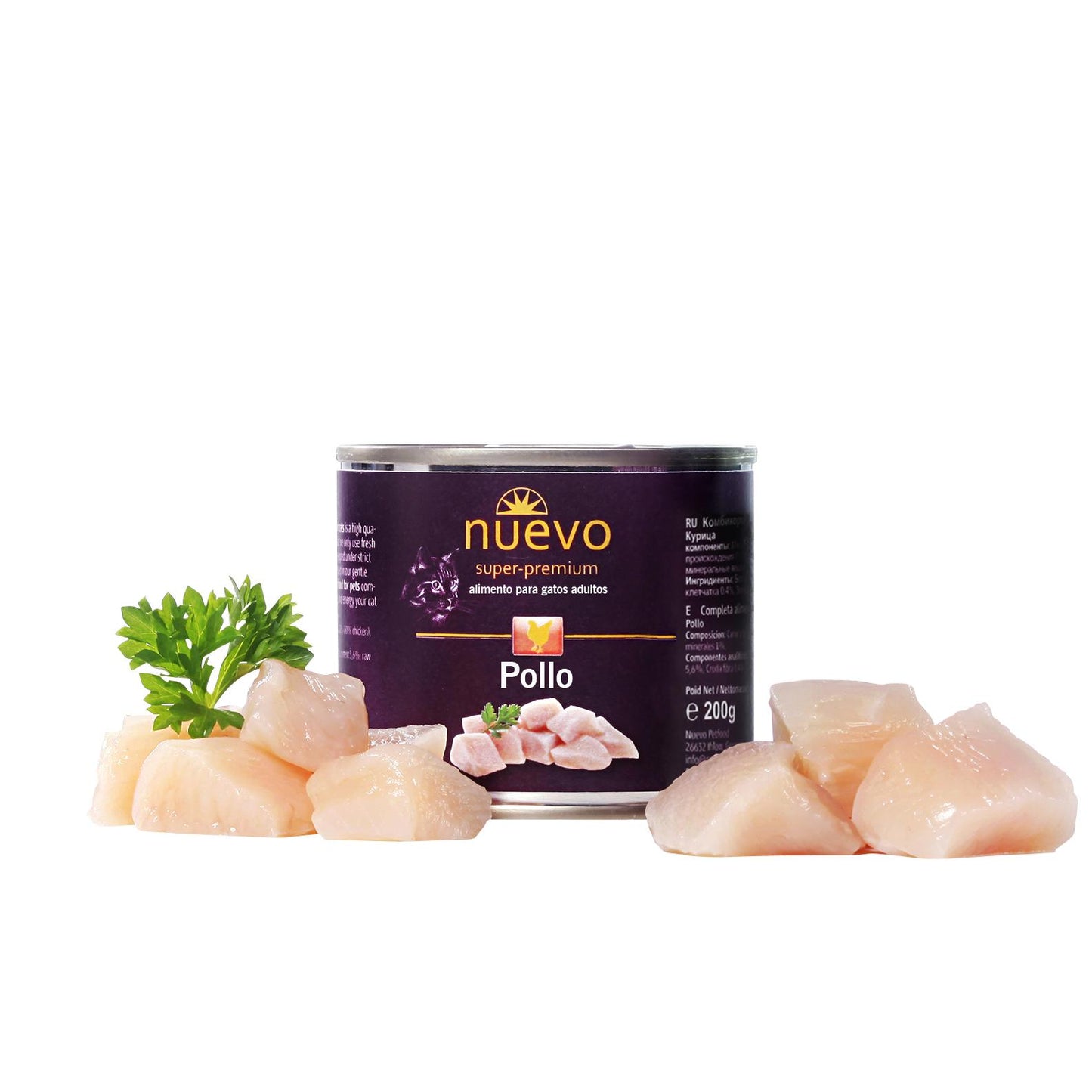 Nova lata de frango para gatos adultos 200 g