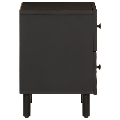 Mesita De Noche De Madera Maciza De Mango Negra 40x33x46 Cm_2