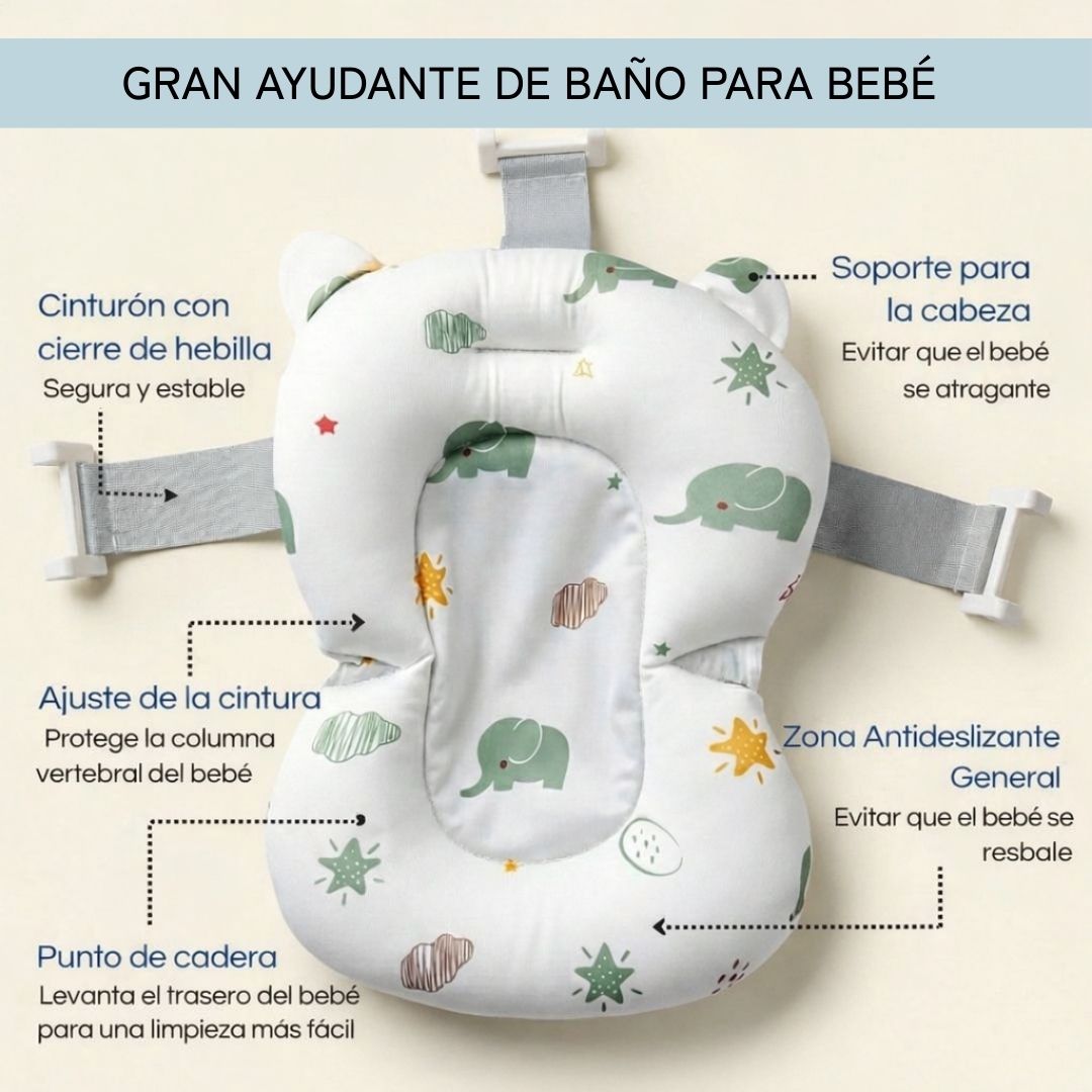 Bathby Cojín De Baño Antideslizante Con Estampado De Elefantes Para Bebés, Cómodo Y Seguro_4