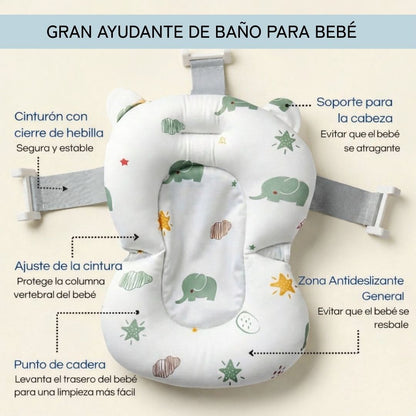 Bathby Cojín De Baño Antideslizante Con Estampado De Elefantes Para Bebés, Cómodo Y Seguro_4