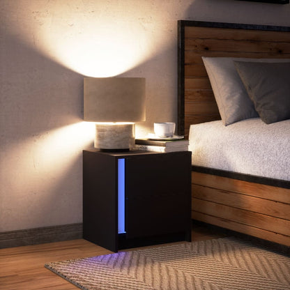 Mesita De Noche Con Luces Led Madera De Ingeniería Negra_3
