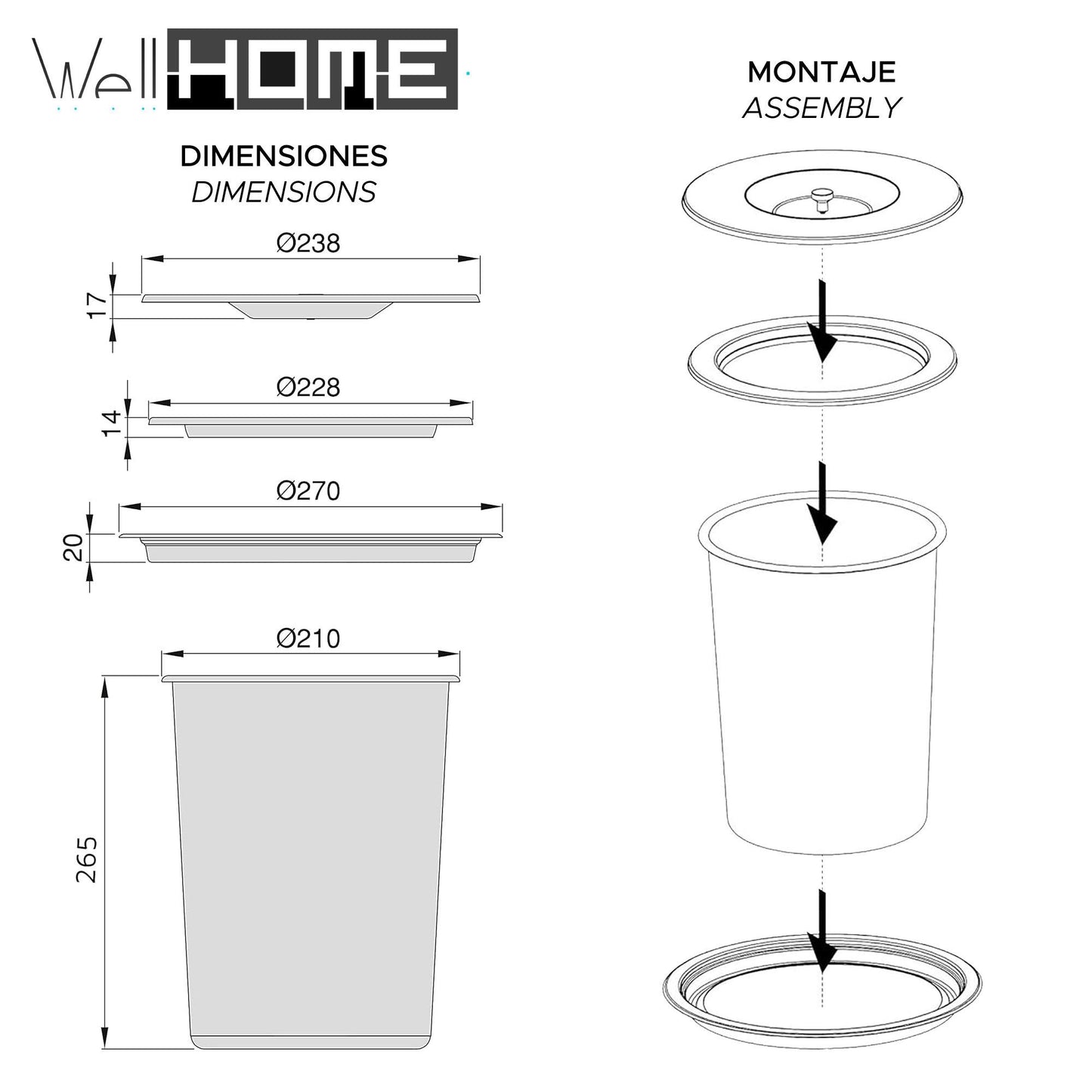 Cubo Integrable En Encimera 8l Tapa Acero Inox Negro_2