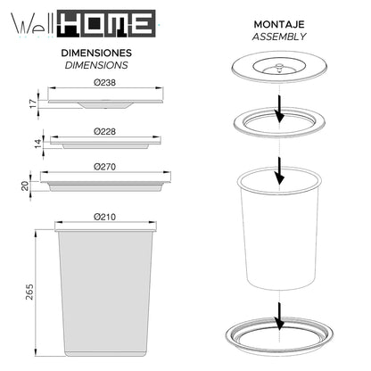 Cubo Integrable En Encimera 8l Tapa Acero Inox Negro_2