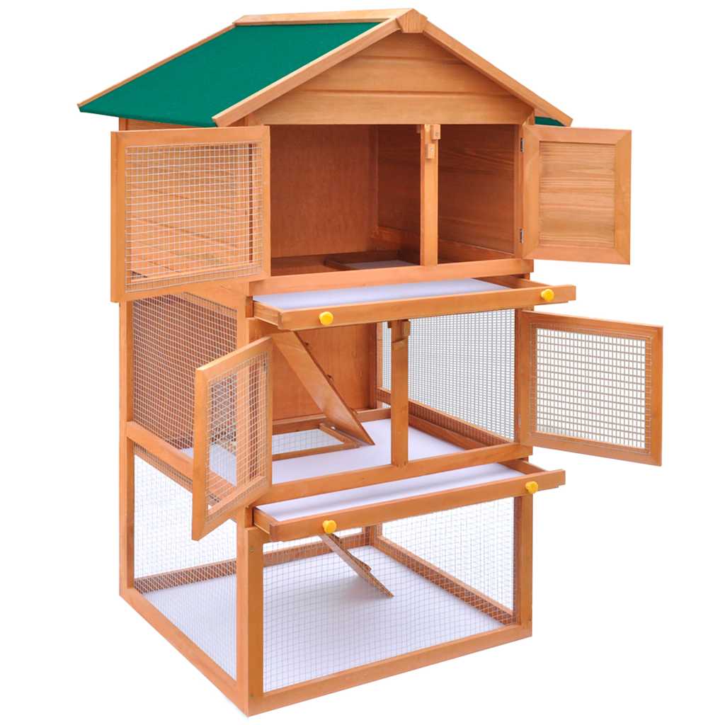 Casa De Animales Pequeños Jaula Conejera 3 Niveles Madera_2