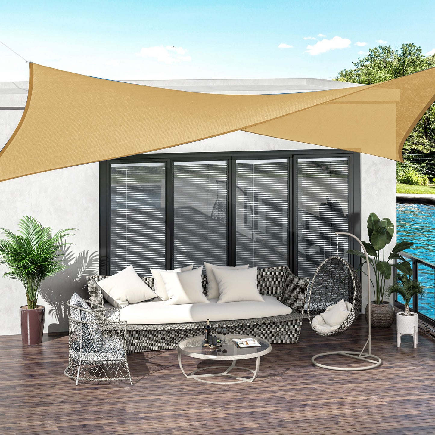 Outsunny Toldo De Vela Sombrilla Parasol Rectángulo Tejido De Poliester 185 G/m²_1