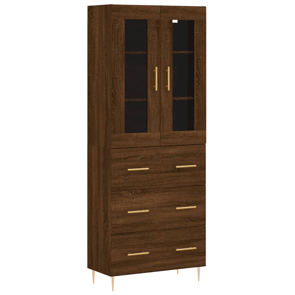 Aparador Alto Madera Contrachapada Marrón Roble 69,5x34x180 Cm_1