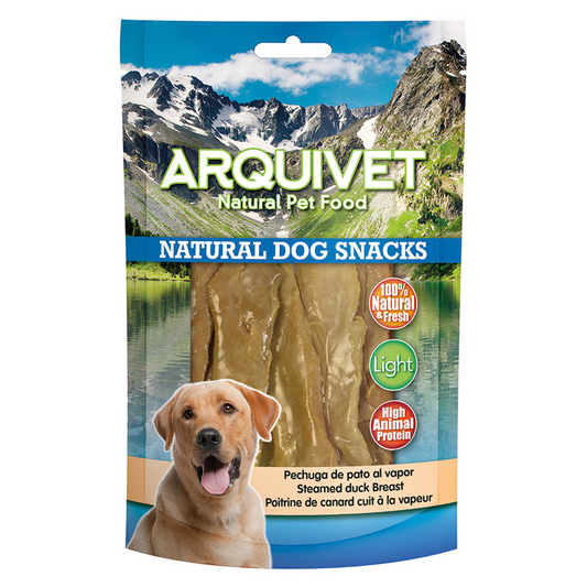 Petisco natural para cães: Peito de pato cozido a vapor 100 gr