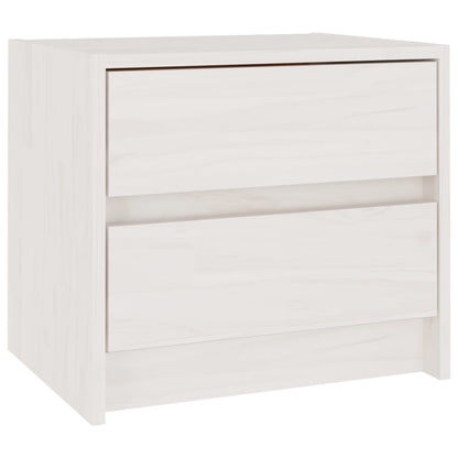 Mesita De Noche Madera Maciza De Pino Blanca 40x30,5x35,5 Cm_0