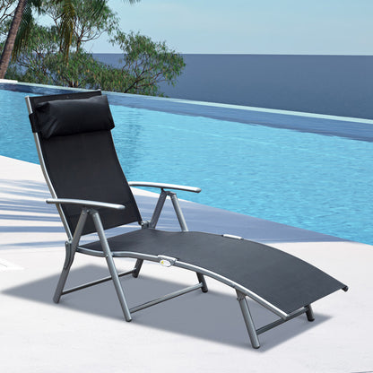 Outsunny Tumbona Plegable Con Respaldo Ajustable 137x63,5x100,5 Cm Negro_1