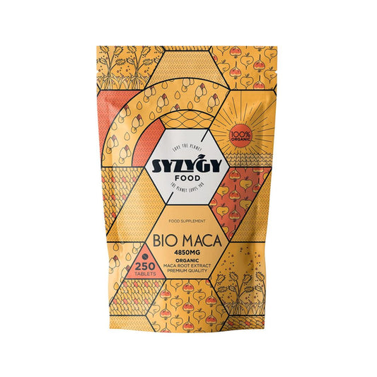 Extrato puro de Maca Andina Biológica, 250 comprimidos. SYZYGY FOOD