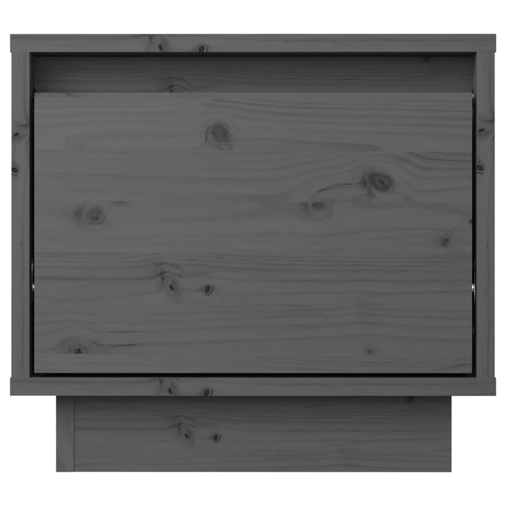 Mesita De Noche Madera Maciza De Pino Gris 35x34x32 Cm_2