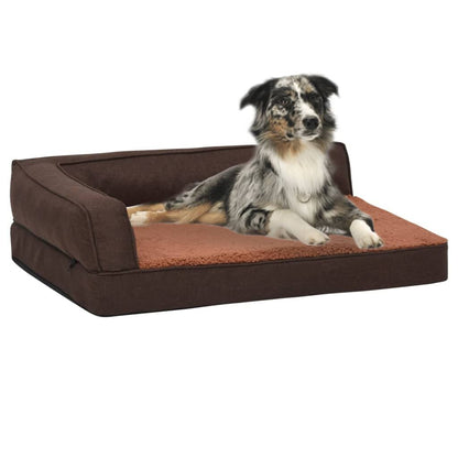 Vidaxl Colchón De Cama De Perro Ergonómico Aspecto Lino Marrón 60x42cm_1