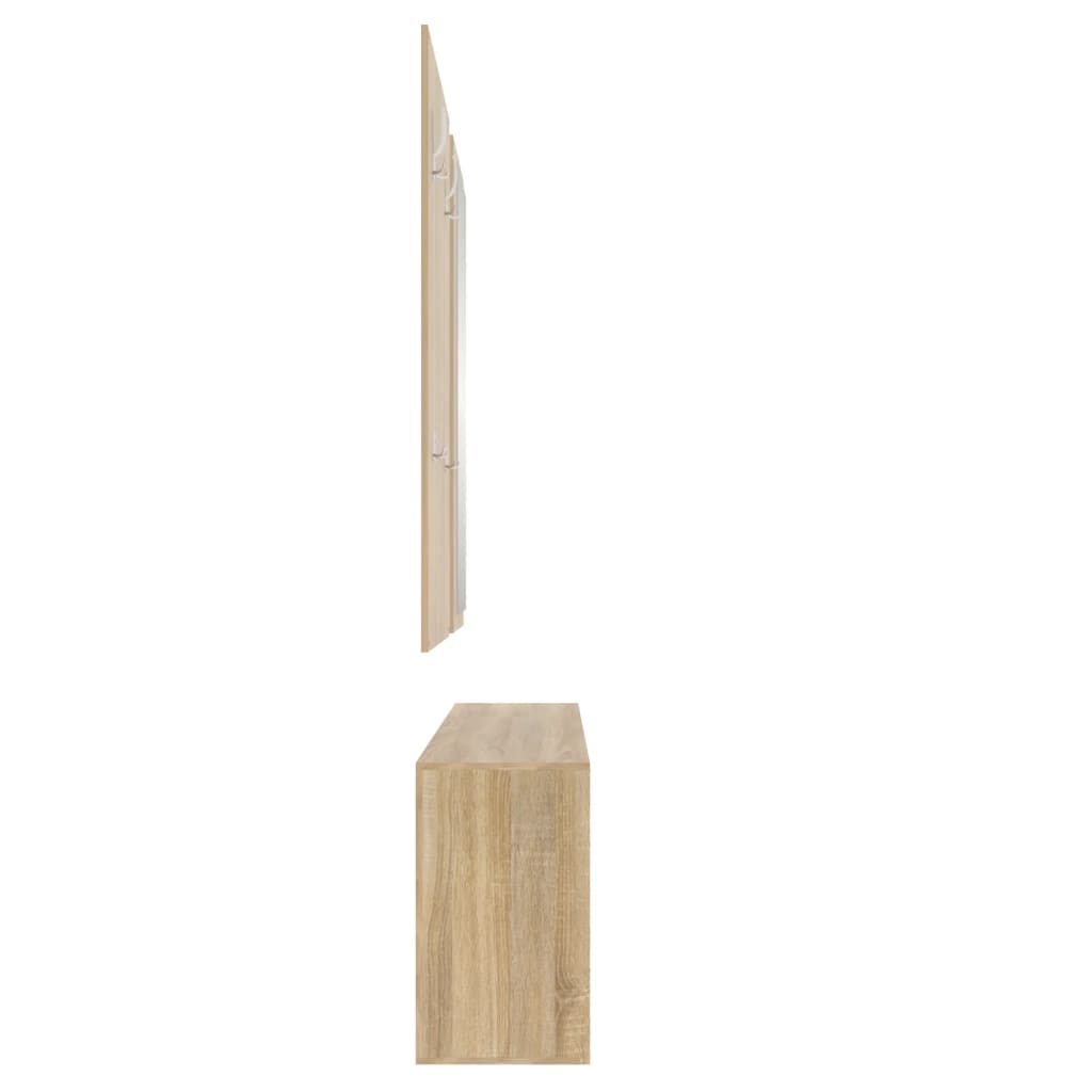 Set De Mueble Zapatero 3 En 1 Madera Contrachapada Roble Sonoma / Vetonek_1