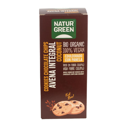 Bolacha Vegan com Aveia Integral, Pepitas de Chocolate e Coco Biológico Naturgreen 140 g