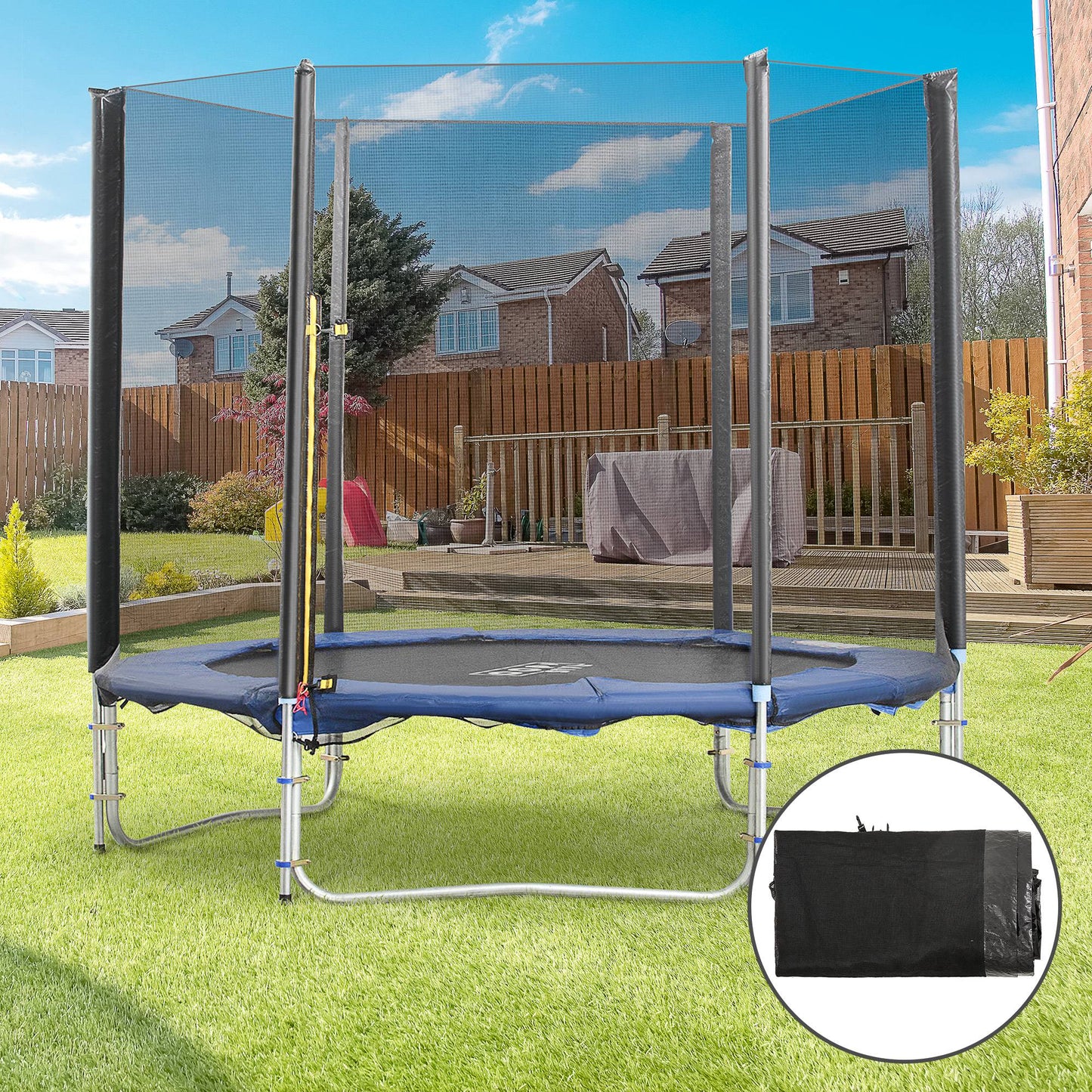 Homcom Red De Seguridad De Reemplazo Para Trampolín Redondo Ø244 Cm Negro_1