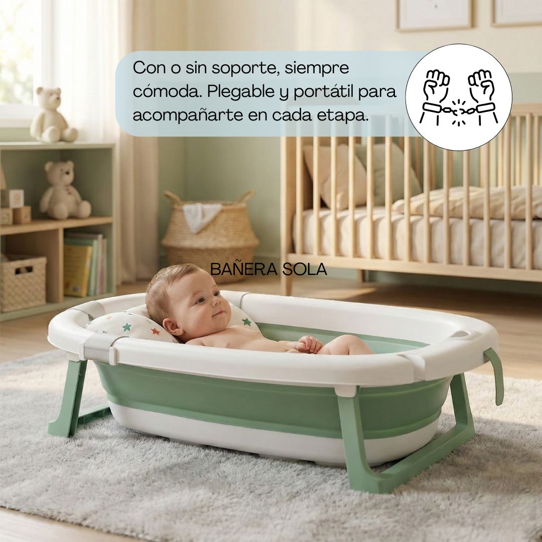 Bathby | Bañera Bebé Verde Con Cojín, Termómetro Y Soporte Plegable | Ligera, Segura Y Compacta Para Recién Nacidos_1